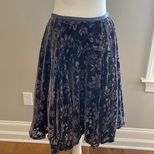 Anthropologie Lithe Floral Velvet Burnout Skirt